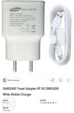 Samsung Adapter original data cable charger white new ekdum