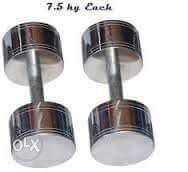 Two Stainless Steel Dumbbells