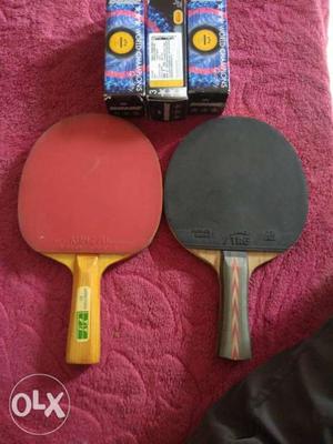 Two table tennis racket and 3 box of TT ball each