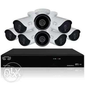 White And Black Surveillance Camera Set