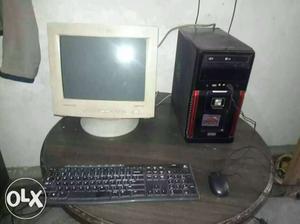 White CRT Computer Monitor; Computer Tower; Computer