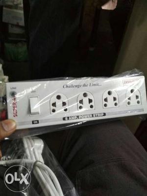 White Electrical Power Strip With Switc