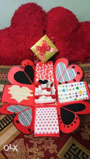 Beautifully handmade love box card red and black