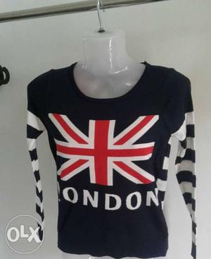 Black And White London Crew-neck Long-sleeved Shirt