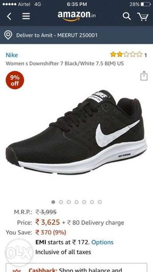 Black Nike Downshifter Shoe With Box