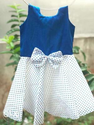 Blue And White Polka Dot Sleeveless Dress