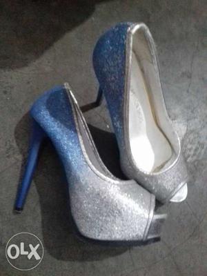 Blue glitter heels... (5 inch)