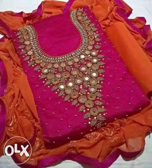 Chanderi cotton dress material, inner cotton, salwar with