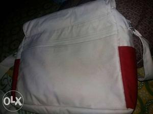 College canvas Cloth bag... cream and red in