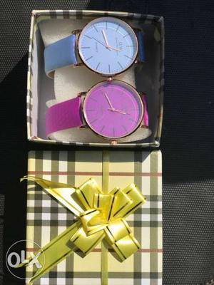 Couple watch colour changes in sunlight