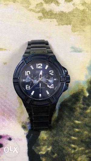 Dark blue GUESS watch with box