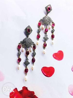 Earring with diamond and ruby victoria for