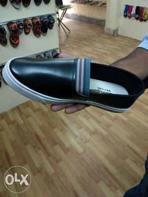 Ferrari Black And White Leather Slip-on Shoe