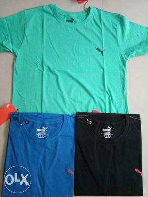 Green, Blue, And Black PUMA Crew-neck Shirts