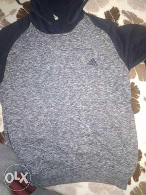 Grey And Black Adidas Pull-over Hoodie
