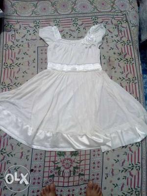 Imported beautiful knee length partywear white