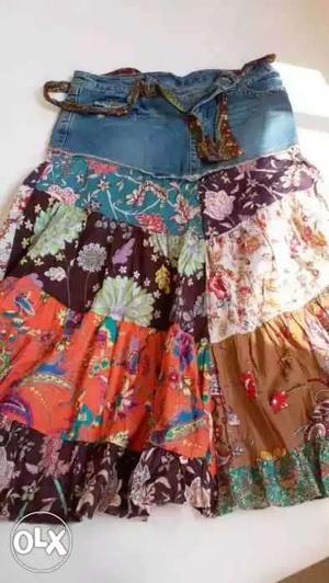 Its a beautiful denim skirt from abroad