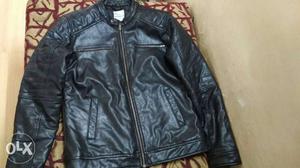 Jacket black leather use as raiders jacket or casual jacket