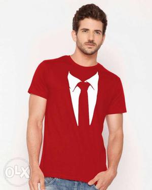 Men's Red Crew-neck Shirt
