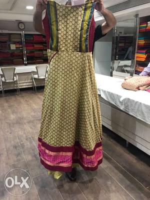 Multcoloured Silk Anarkali Dress