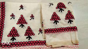 New chanderi cotton embroidered set of mekhela