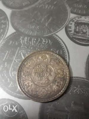 One rupee Indian coin  George V king empreror