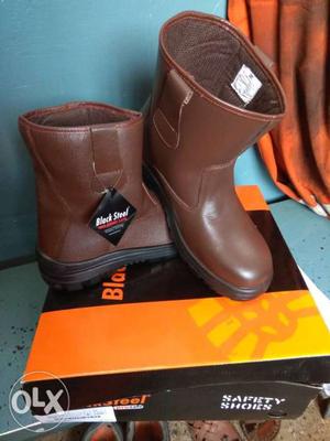 Pair Of Brown Leather Rigger Boots With Box