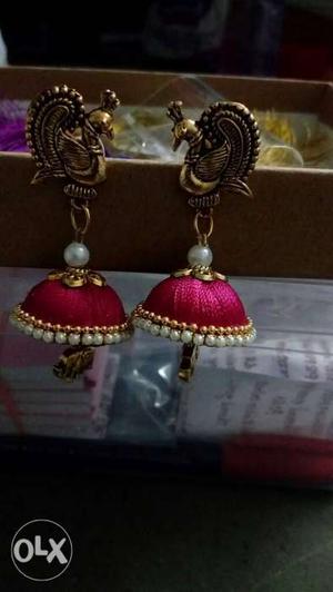 Pair Of Pink Jhumkas Earrings