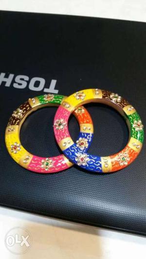 Plastic bangles.. hand painted.. with kundaan