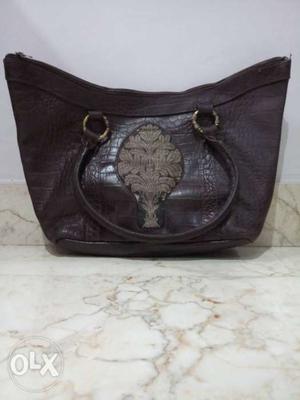 Pure Brown Leather Handbag