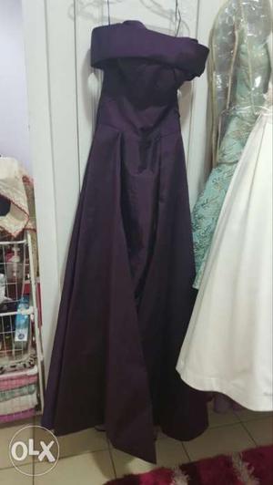 Purple And White Spaghetti Strap Dress