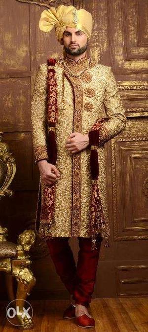 Sherwani rent/sale low price with pagri & shoes