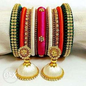 Silk thread bangles and jhumkas