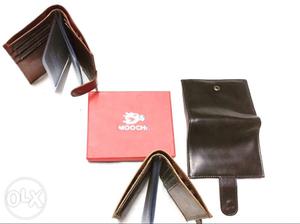 Three Brown Moochi Leather Bi-fold Wallets