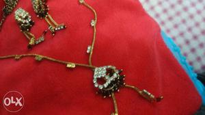 Three pieces golden jarkan set with earrings