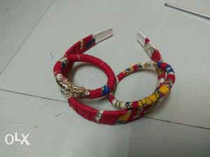 Two kalamkari Red-yellow-and-beige Bangles And One Alice