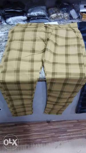 White, Brown, And Green Plaid Shorts