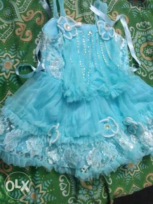 Women's Blue And White Floral Dress for 1to 2years