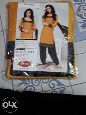 Women's Orange And Black Salwar Kameez Pack
