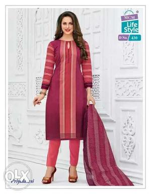 Women's Purple And Red Salwar Kameez Dress