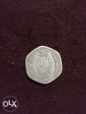 20 Paisa Silver Coin made in 