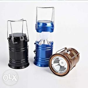 Black, Blue, And Brown Electric Lanterns+solar