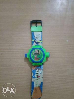Blue And Green Digital Watch