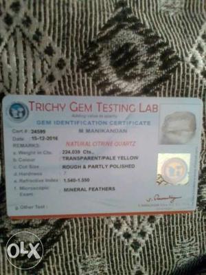 Diamond trichy gem testing lap