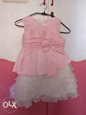 Girl's Pink and white combo of 2 Dresses for 5-6 years