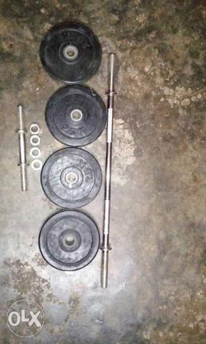 Gray And Black Barbell Plates