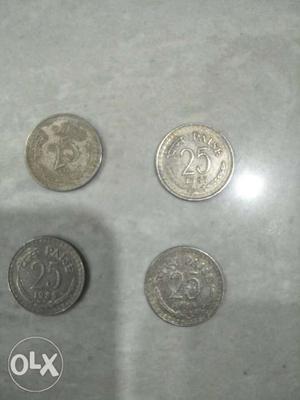 Old coins 25 paisa date