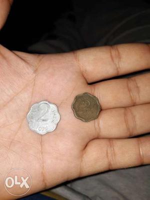 One 2 naye Paise and one one 2 Paise Coins