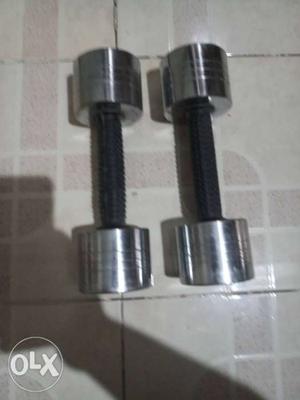 Pair Of Grey-and-black Dumbbells