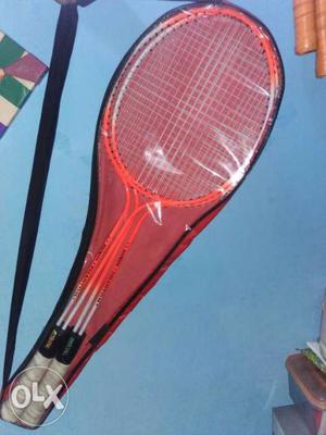 Pair Of Red Badminton Rackets With Bag